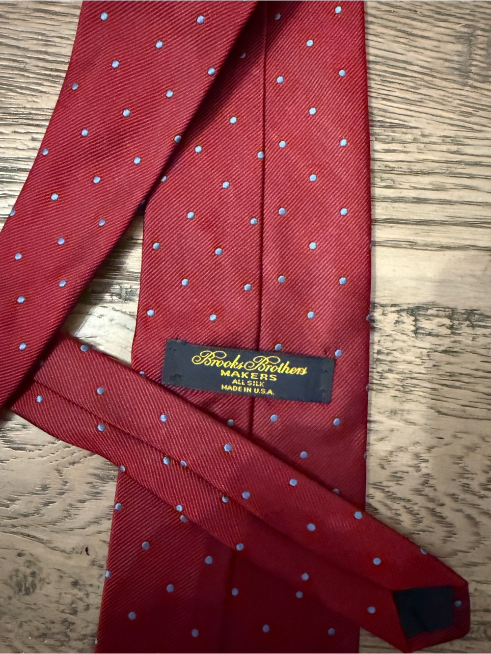 Brooks Brothers Red Silk Tie with Light Blue Polka Dots